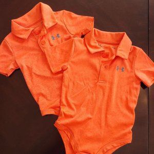 TWO (2) Authentic Under Armour baby onesies 9-12M twin